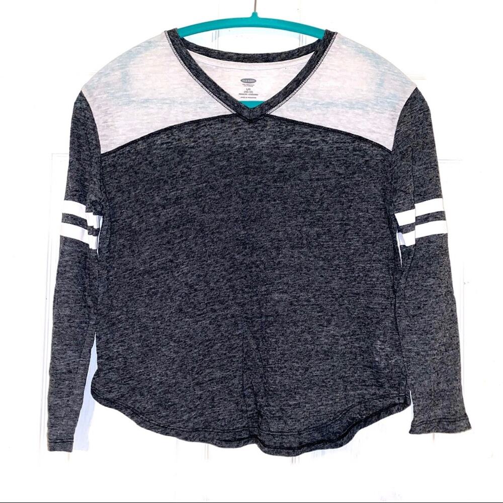 Old Navy Black, Gray & White Long Sleeve Blouse